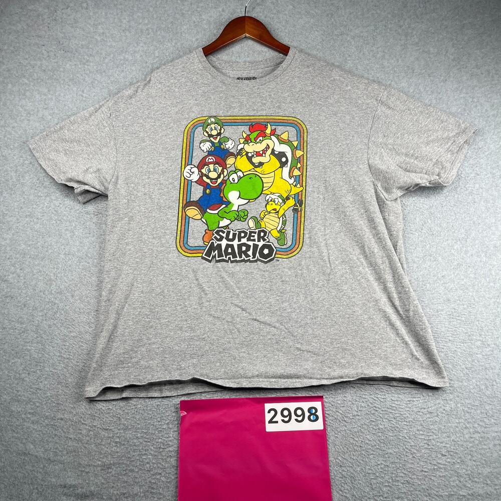 Super Mario Brothers Graphic Print T Shirt Gray Heather Mens 2XL Casual